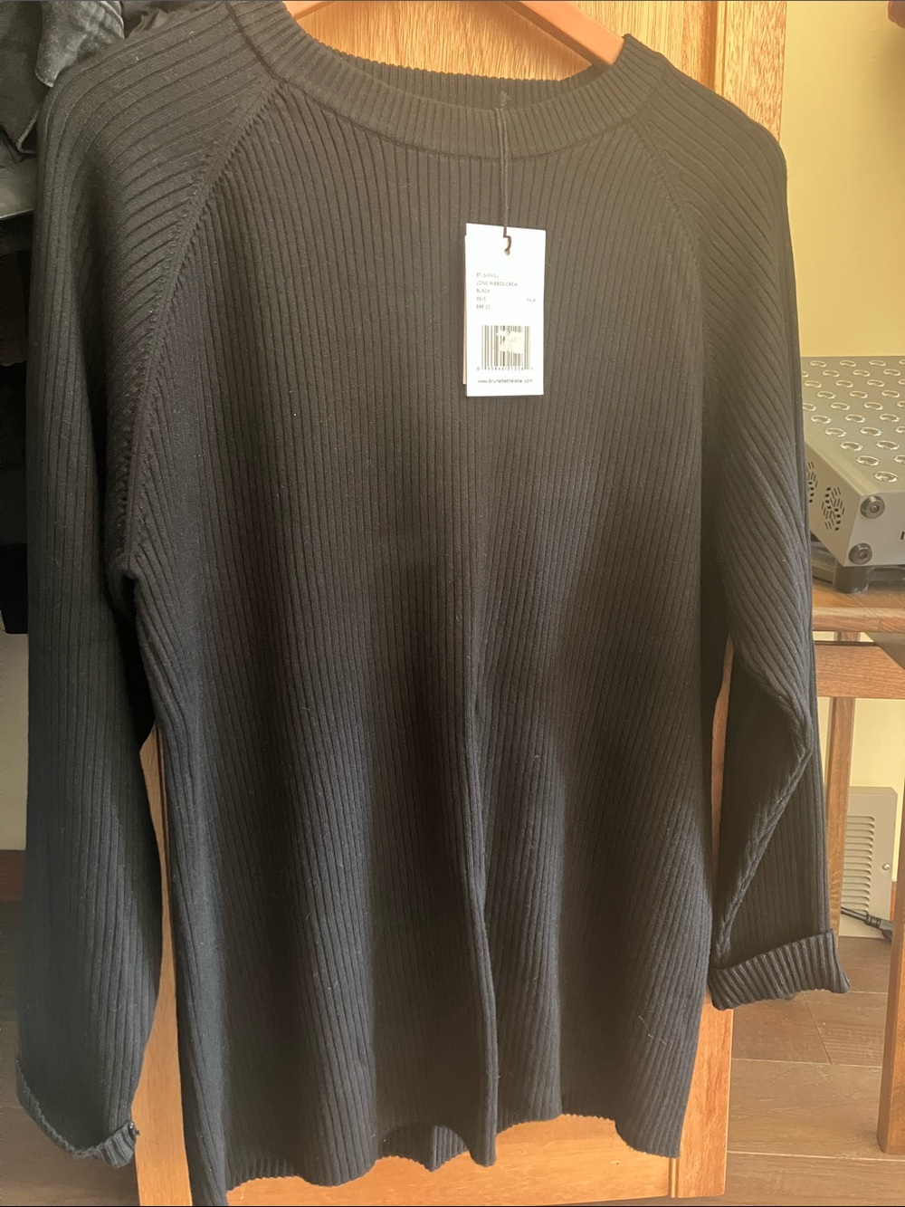 Brunette The Label Black Ribbed Crewneck Sweater